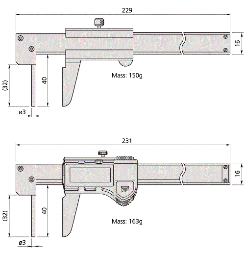 Mitutoyo posebna poni�na merila za debelino stene Serija 573-661